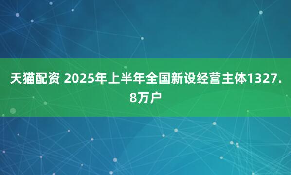 天猫配资 2025年上半年全国新设经营主体1327.8万户